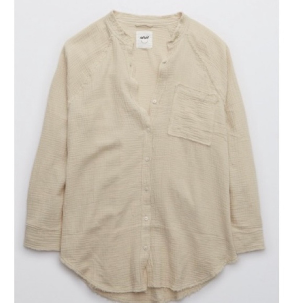 Aerie Gauzy Coverup Shirt Pool To Party